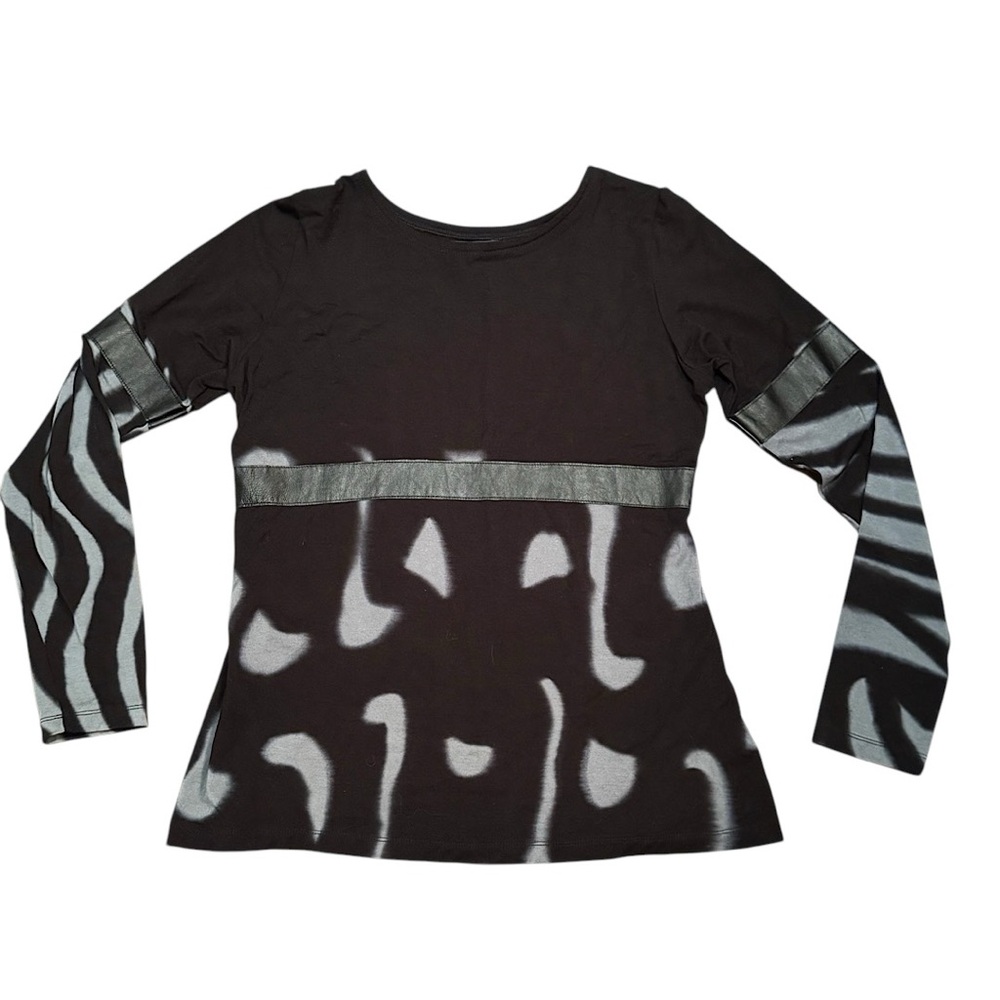 Rock n Karma Top Tunic Hand Created SZ M Black & White
